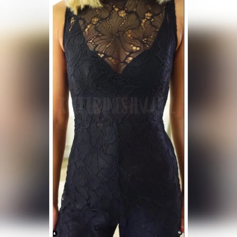 Zara Lace Jumpsuit Wide Black Size XS